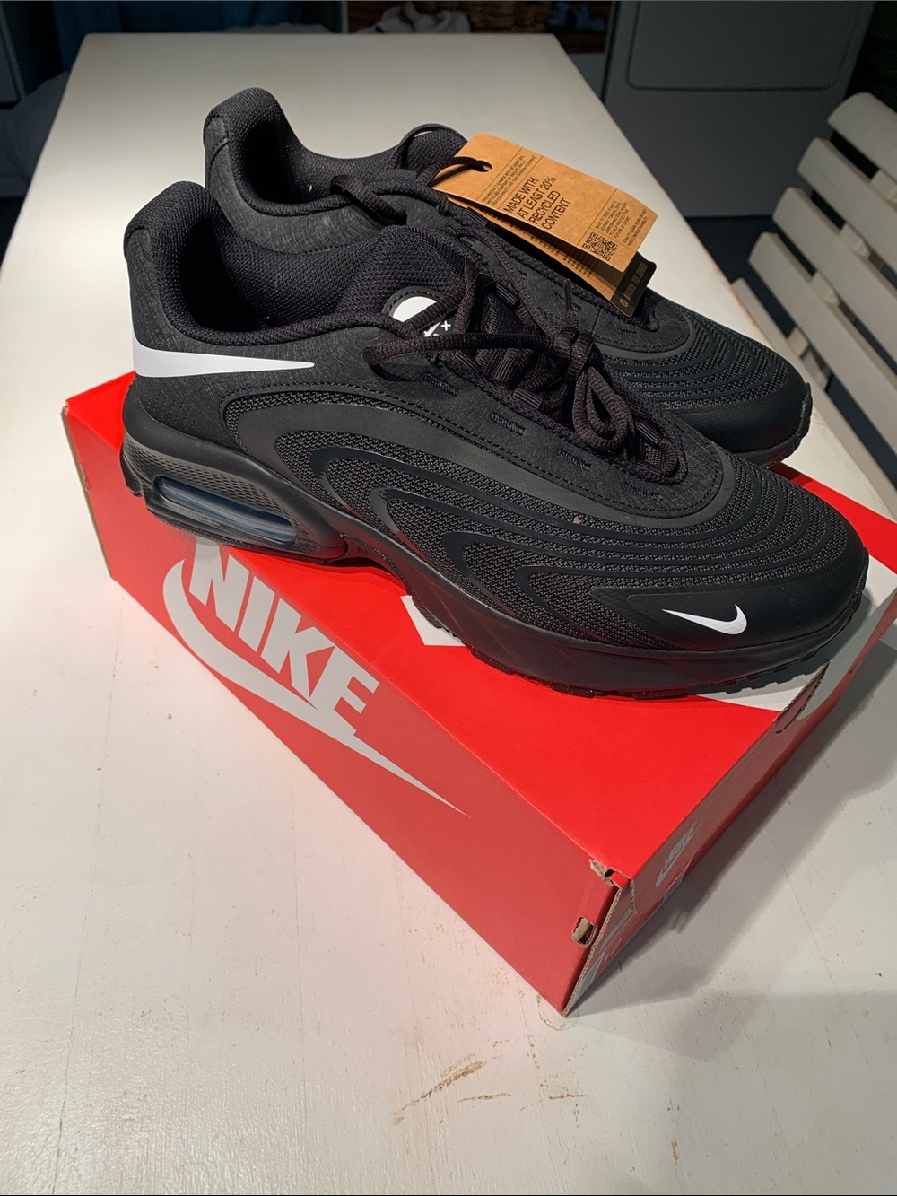 Nike Air Max Black Athletic Sneakers with White Swoosh